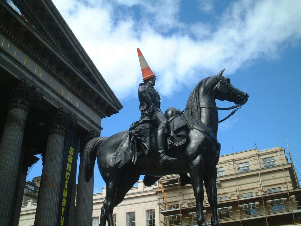 Famous Glasgow cone statue